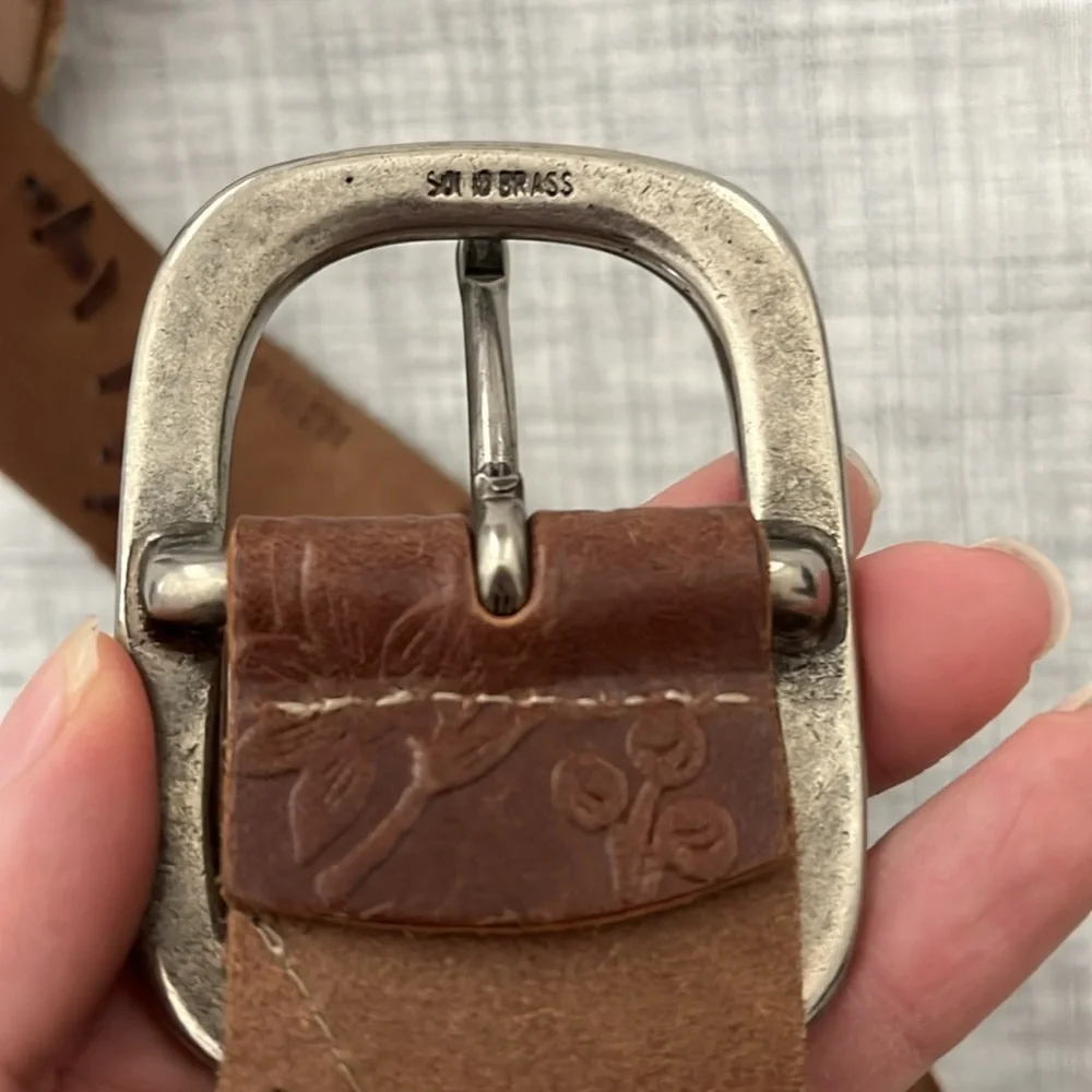 Vintage Y2K Fossil suede and leather patch belt with animal print